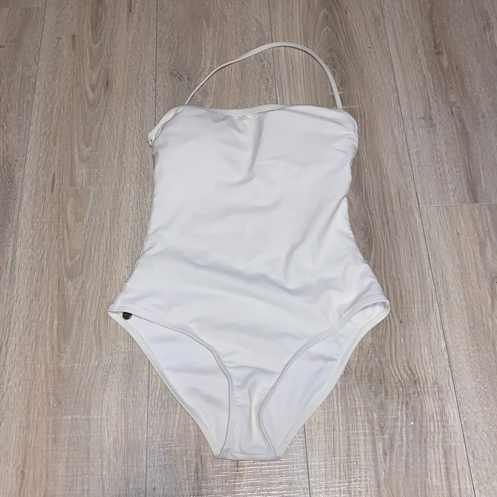 Volcom white skater halter one piece swimsuit